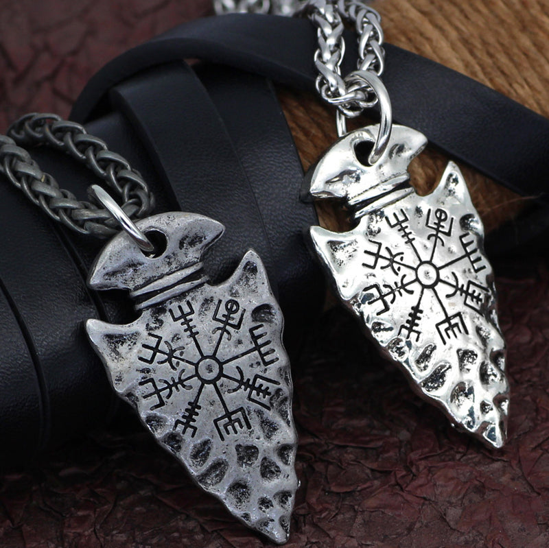 Viking Compass Pendant Vintage Rune Men's Necklace