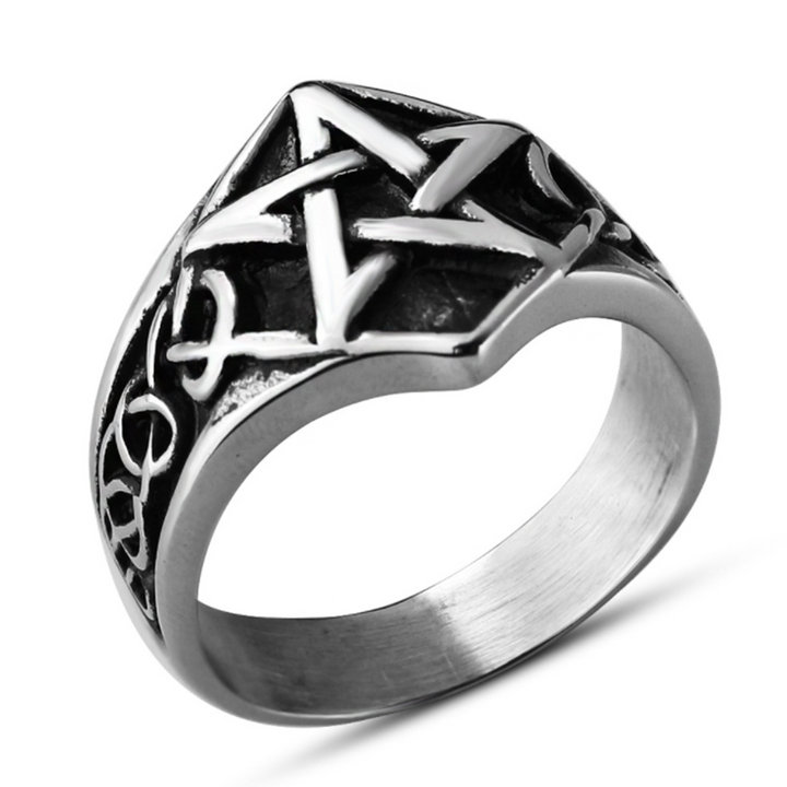 Titanium Steel Five-pointed Star Geometric Ring