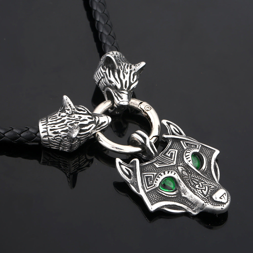 Viking Wolf Head Pendant Vintage Necklace