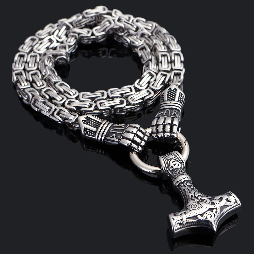 Nordic Viking Thor's Hammer Pendant Domineering Palm Emperor Necklace