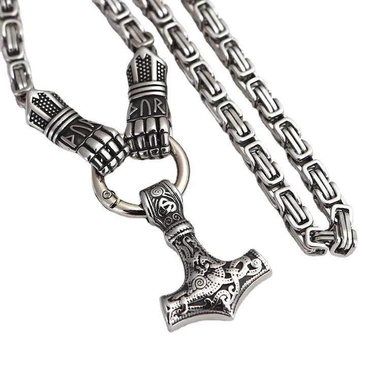 Nordic Viking Thor's Hammer Pendant Domineering Palm Emperor Necklace