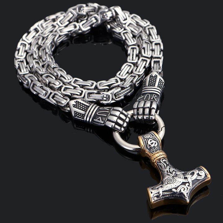 Nordic Viking Thor's Hammer Pendant Domineering Palm Emperor Necklace