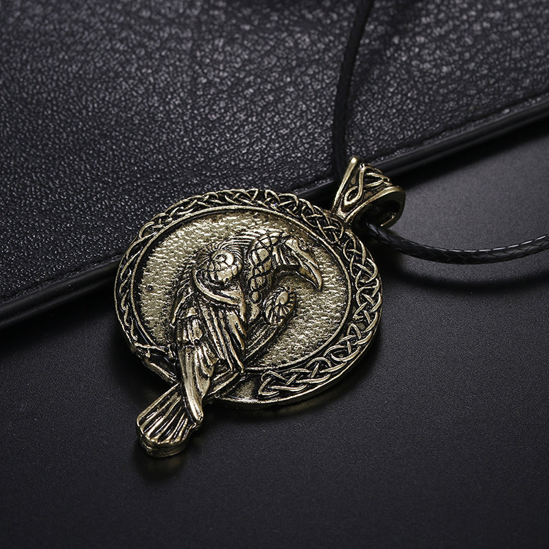 Men's Viking Crow Pendant Vintage Necklace