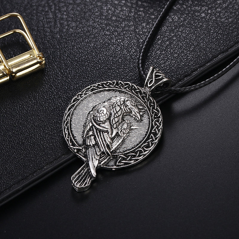 Men's Viking Crow Pendant Vintage Necklace