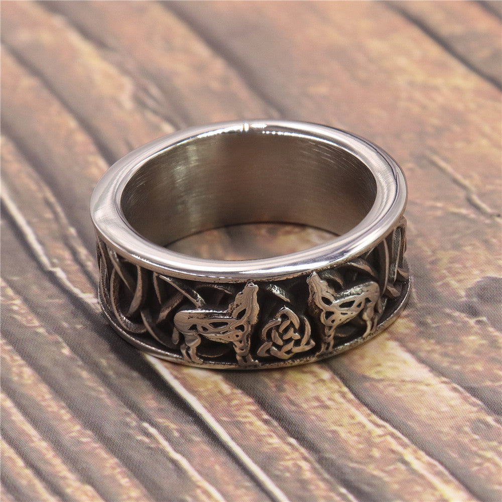 Vintage Personality Viking Wolf Men's Ring