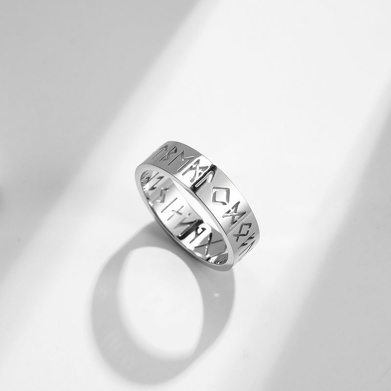 Simple Text Hollow Stainless Steel Ring