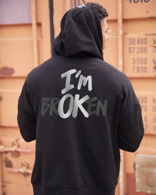 I'm Broken Letter Print Casual Hoodie