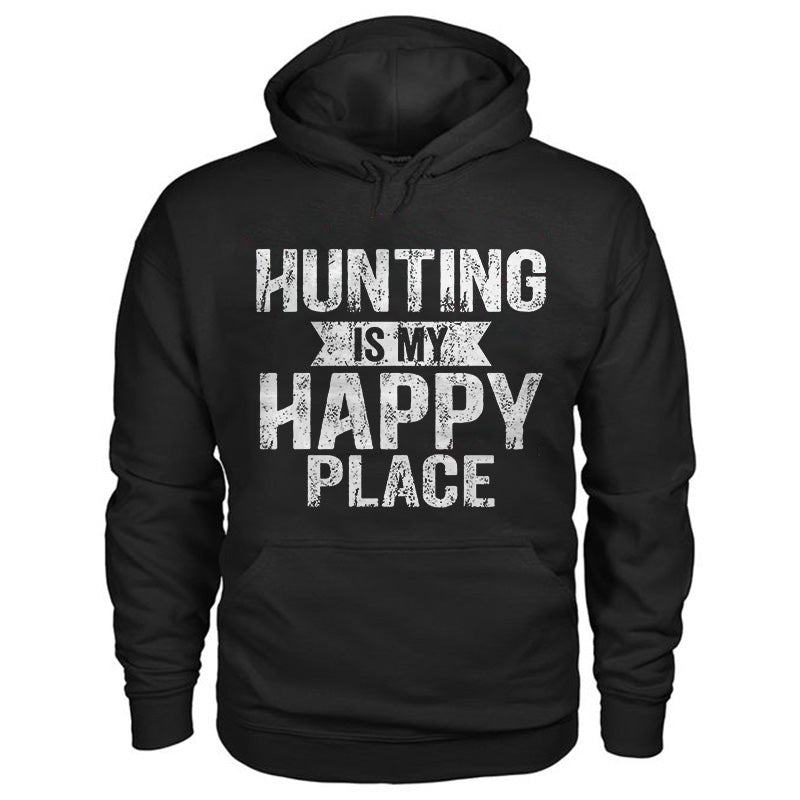 Hunting Is My Happy Place Printed Men's All-match Hoodie