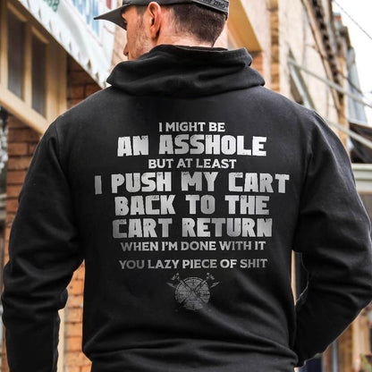 I Push My Cart Back To The Cart Return Print Black Hoodie