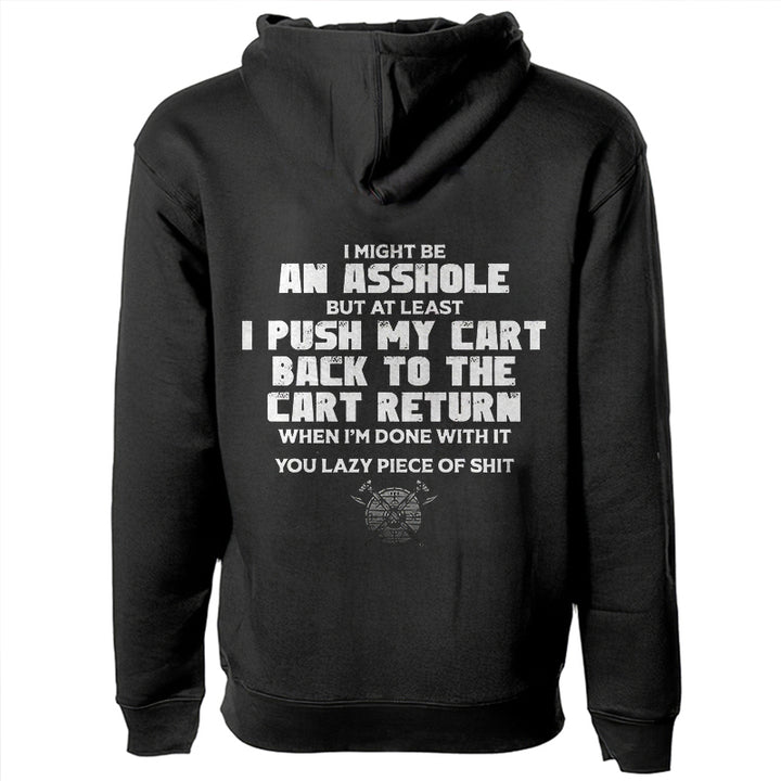 I Push My Cart Back To The Cart Return Print Black Hoodie