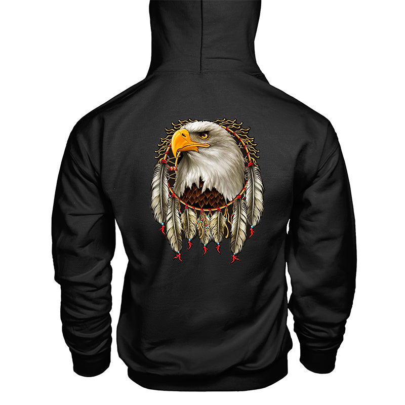 Fashion Eagle Feather Casual Printed Men's Hoodie