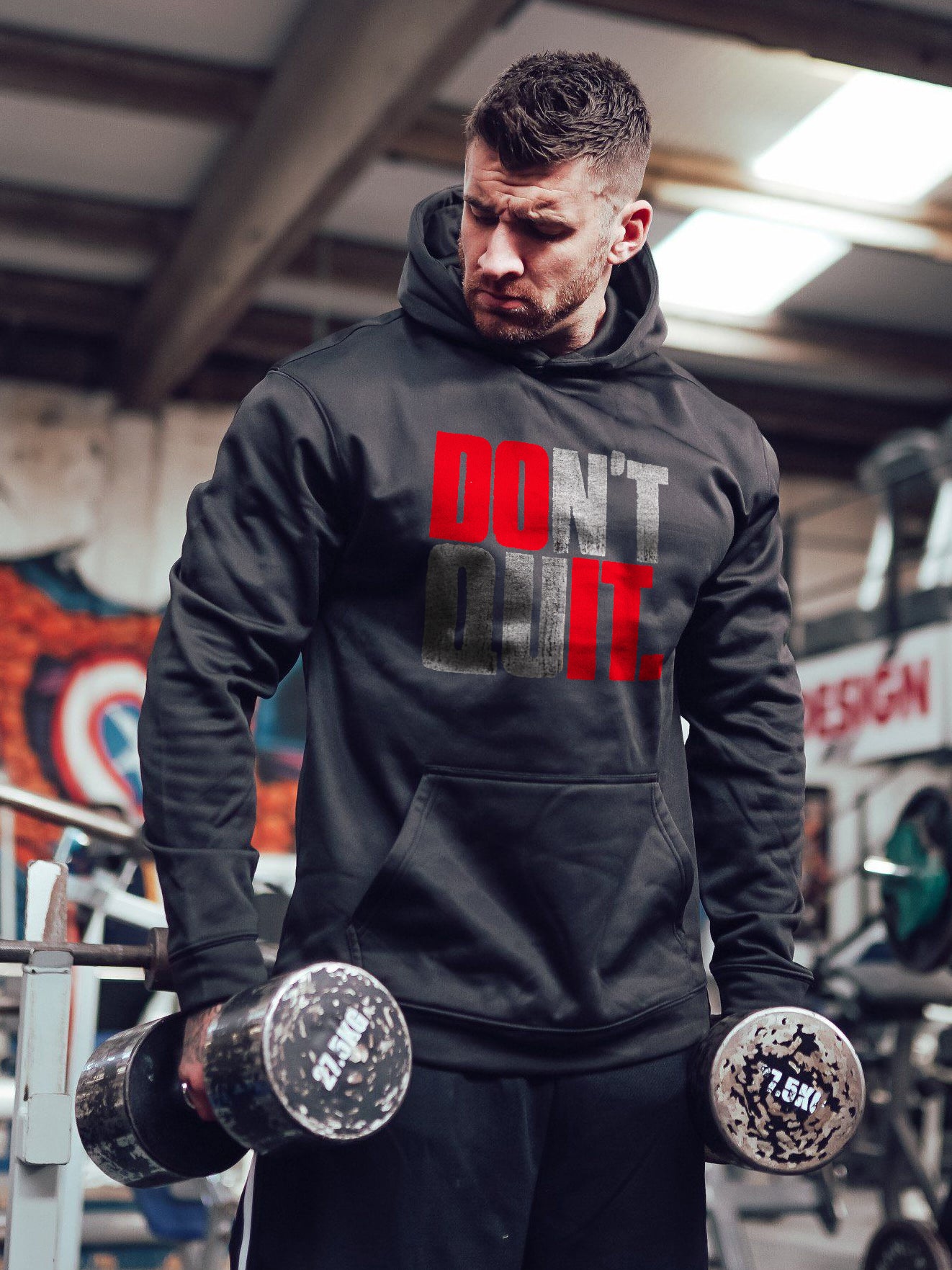 Don't Quit Printed Casual Hoodie