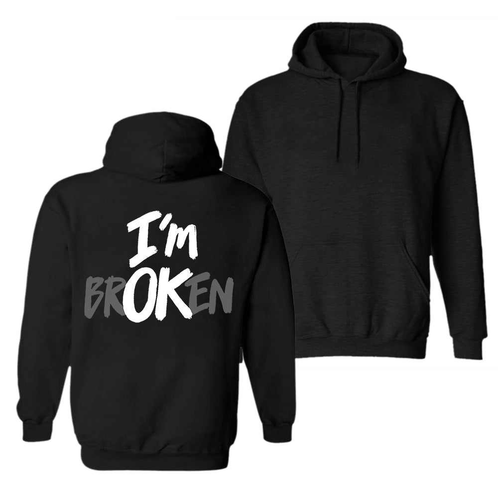 I'm Broken Letter Print Casual Hoodie