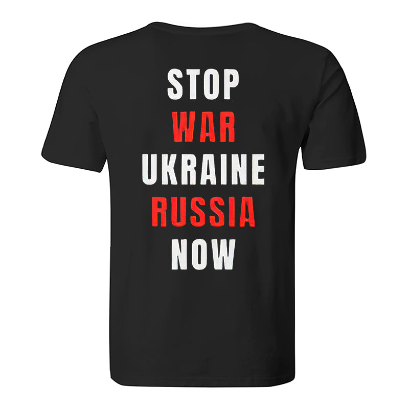 Stop War Ukraine Russia Now Letter Print Men's  T-Shirt